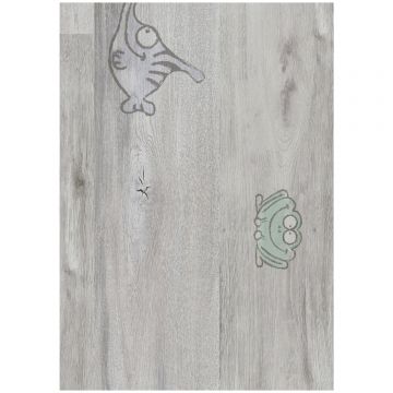 Parchet laminat 8 mm Kronotex Dynamic D6406 Smile, nuanta medie, lemn cu imprimeuri animale, clasa de trafic 32, click 5G, 1380 x 193 mm