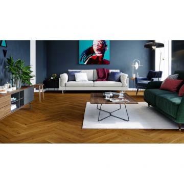 Parchet triplu Stratificat -Barlinek- Stejar Brown Sugar Herringbone 11-Classico Line