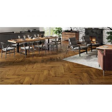 Parchet Triplu Stratificat - Barlinek - Stejar Brown Sugar Herringbone 130  - Pure Classico Line