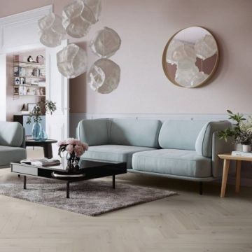 Parchet Triplu Stratificat Barlinek Stejar Cappuccino Herringbone 110 Pure Classico Line