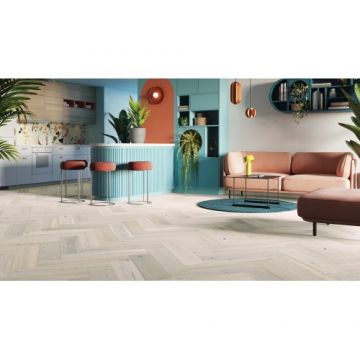 Parchet triplu stratificat Barlinek Stejar Cappuccino Herringbone 180-Classico Line
