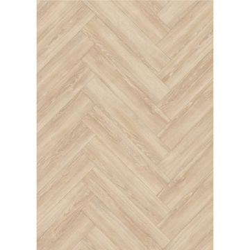 Parchet laminat 8 mm Egger NatureSense Herringbone Newport Eiche EL2161, nuanta deschisa, crem, clasa de trafic 32, sistem de imbinare UniZip, 840 x 168 mm