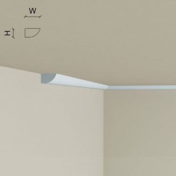 Cornisa decorativa Elegance Decor din polimer rigid C1, 1.1X1.9X200 cm - Dimensiune 1.1x200 cm