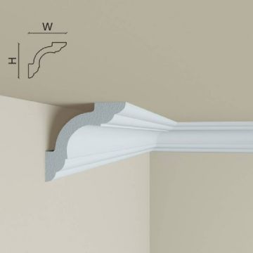 Cornisa decorativa Elegance Decor din polimer rigid C9, 5x5x200 cm - Dimensiune 5x200 cm