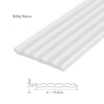Panou riflaj decorativ 3D Elegance Decor Waves, 14.8x1.3x270 cm - Dimensiune 14.8x270 cm