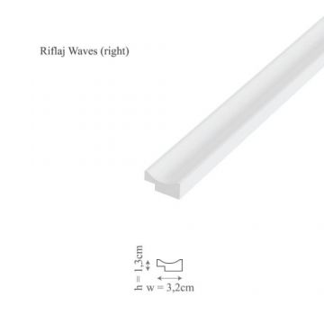 Profil dreapta riflaj decorativ 3D Elegance Decor Waves, 3.2x1.3x270 cm - Dimensiune 3.2x270 cm